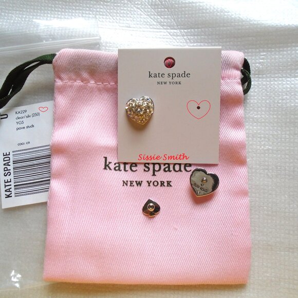 ♠️ Kate Spade ♠️ Sparkly Heart Clay Pave Studs - Picture 4 of 8